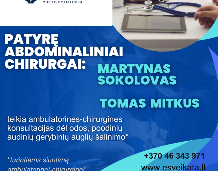 Teikiamos abdominalinių (pilvo) chirurgų paslaugos